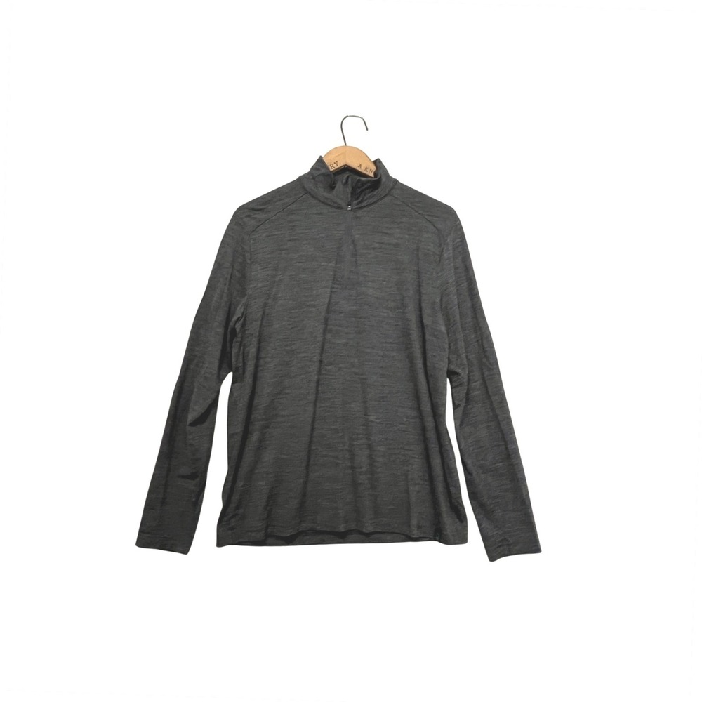 United Colors of Benetton Mens Medium Gray 100% Merino Wool Quarter Zip Pullover